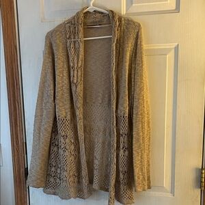 Belldini Tan Lace-Detail Cardigan